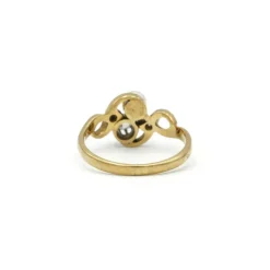 Bague or jaune et blanc diamants perle