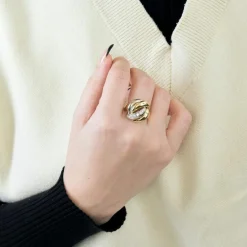 Bague or jaune et blanc diamants