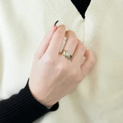 Bague or jaune et blanc diamants
