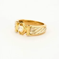 Bague or jaune et blanc diamant