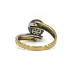 Bague or jaune et blanc perle