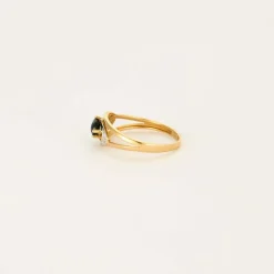 Bague or jaune et blanc saphir
