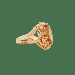 Bague or jaune et citrine ovale