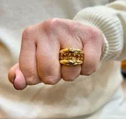 Bague or jaune et citrines ovales