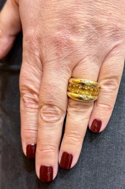 Bague or jaune et citrines ovales
