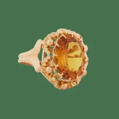 Bague or jaune et citrine ovale