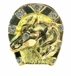 Bague or jaune et diamants , Fer à cheval