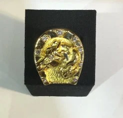 Bague or jaune et diamants , Fer à cheval