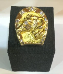 Bague or jaune et diamants , Fer à cheval