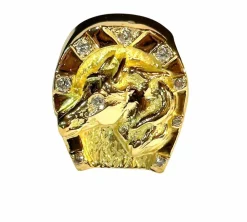 Bague or jaune et diamants , Fer à cheval