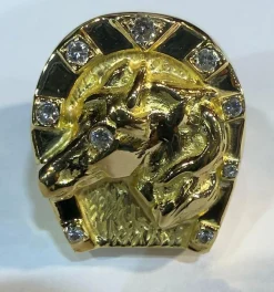Bague or jaune et diamants , Fer à cheval