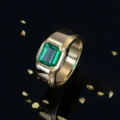 Bague Or Jaune et Emeraude