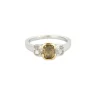 Bague or jaune et gris, diamant brun et diamants