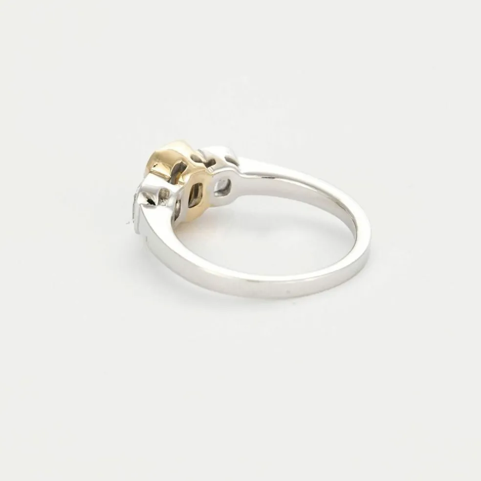 Bague or jaune et gris, diamant brun et diamants
