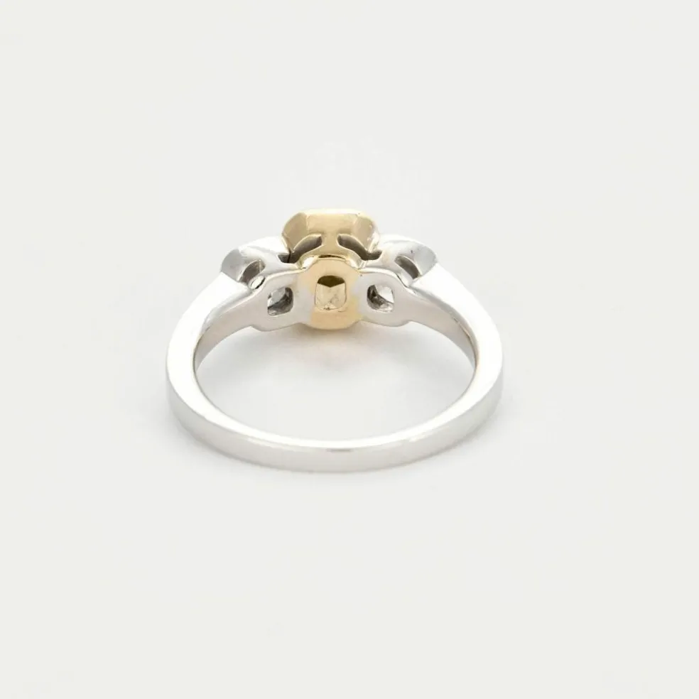 Bague or jaune et gris, diamant brun et diamants