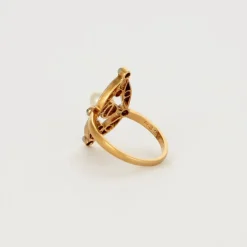 Bague or jaune et gris perle et diamants