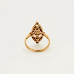 Bague or jaune et gris perle et diamants