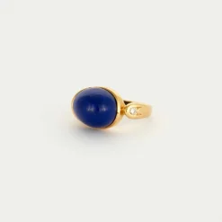 Bague or jaune et lapis lazuli