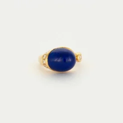 Bague or jaune et lapis lazuli