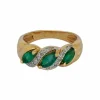 Bague or jaune et émeraudes