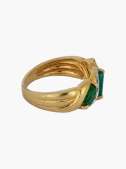 Bague or jaune et émeraudes