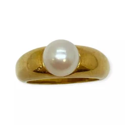 Bague or jaune et perle