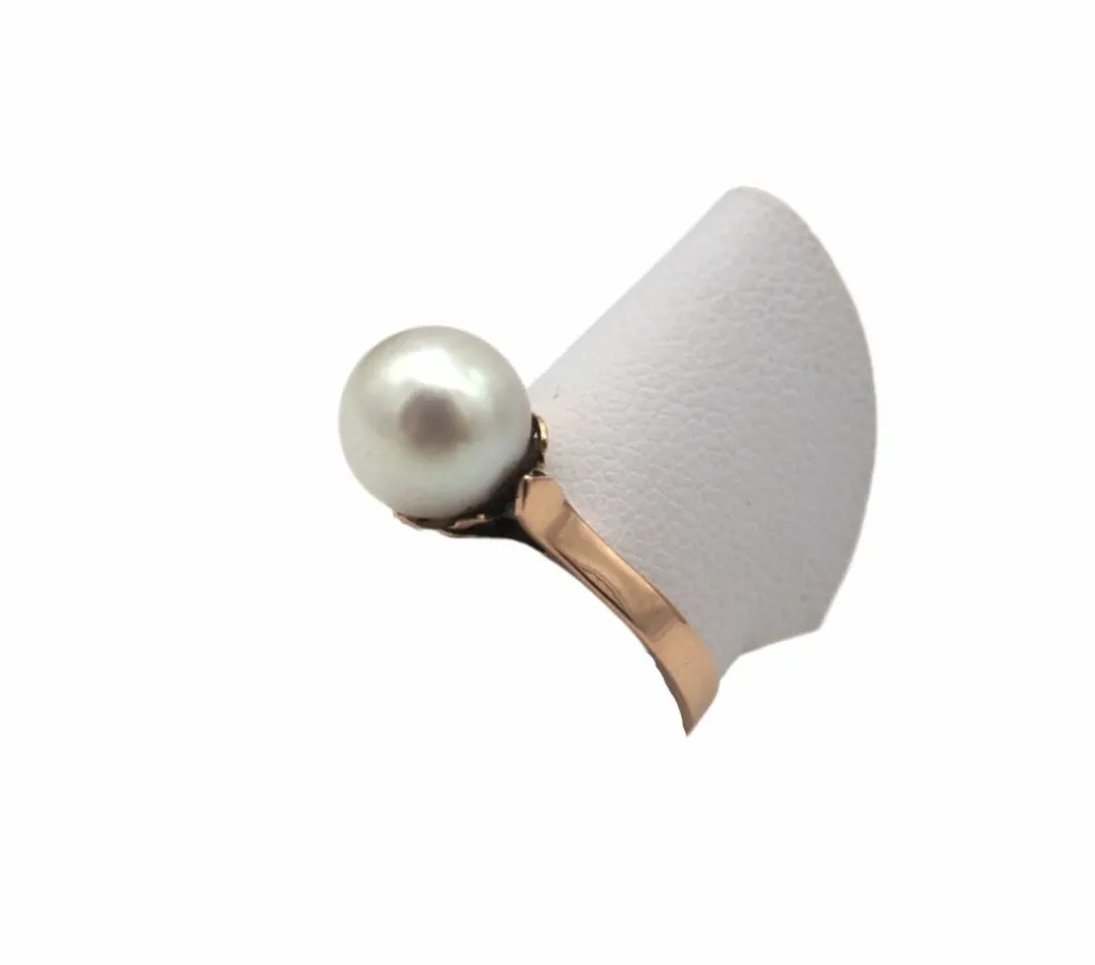 Bague or jaune et perle