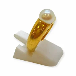 Bague or jaune et perle