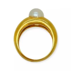 Bague or jaune et perle