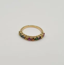 Bague or jaune et saphir multi-couleur