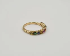 Bague or jaune et saphir multi-couleur