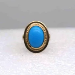 Bague or jaune et turquoise