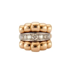 Bague Or Jaune Godronné Diamants
