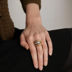 Bague Or Jaune Godronné Diamants