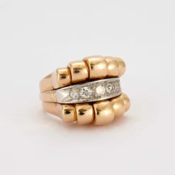 Bague Or Jaune Godronné Diamants