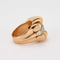 Bague Or Jaune Godronné Diamants