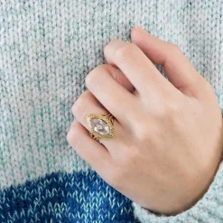 Bague or jaune goshenite