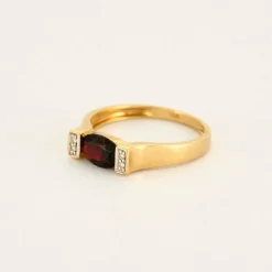 Bague Or Jaune Grenat Diamants