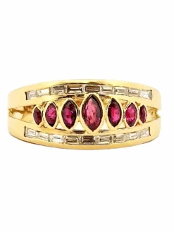 Bague or jaune grenats et diamants