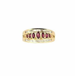 Bague or jaune grenats et diamants