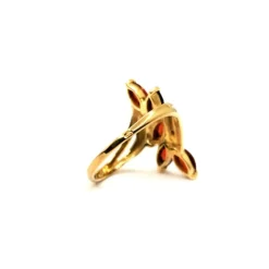 Bague or jaune grenats diamants