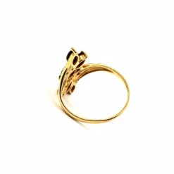 Bague or jaune grenats diamants