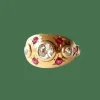 Bague or jaune 18K - Diamants et rubis