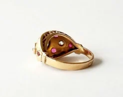 Bague or jaune 18K - Diamants et rubis