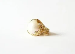Bague or jaune 18k - Perle Mabé et diamant