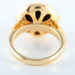BAGUE OR JAUNE 14K HEMATITE DIAMANTS ET MOISSANITES