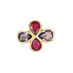 Bague or jaune 18kt rubis saphirs