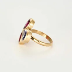 Bague or jaune 18kt rubis saphirs