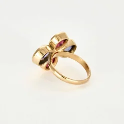 Bague or jaune 18kt rubis saphirs