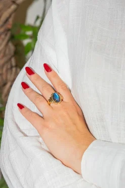 Bague Or jaune Labradorite